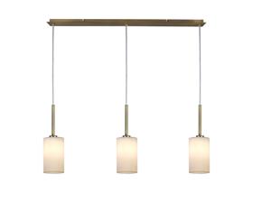DK0775  Baymont 12cm Shade 3 Light Pendant Antique Brass, White